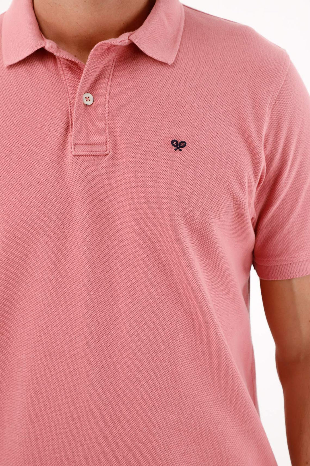 Polo rosada con raqueta multicolor para hombre