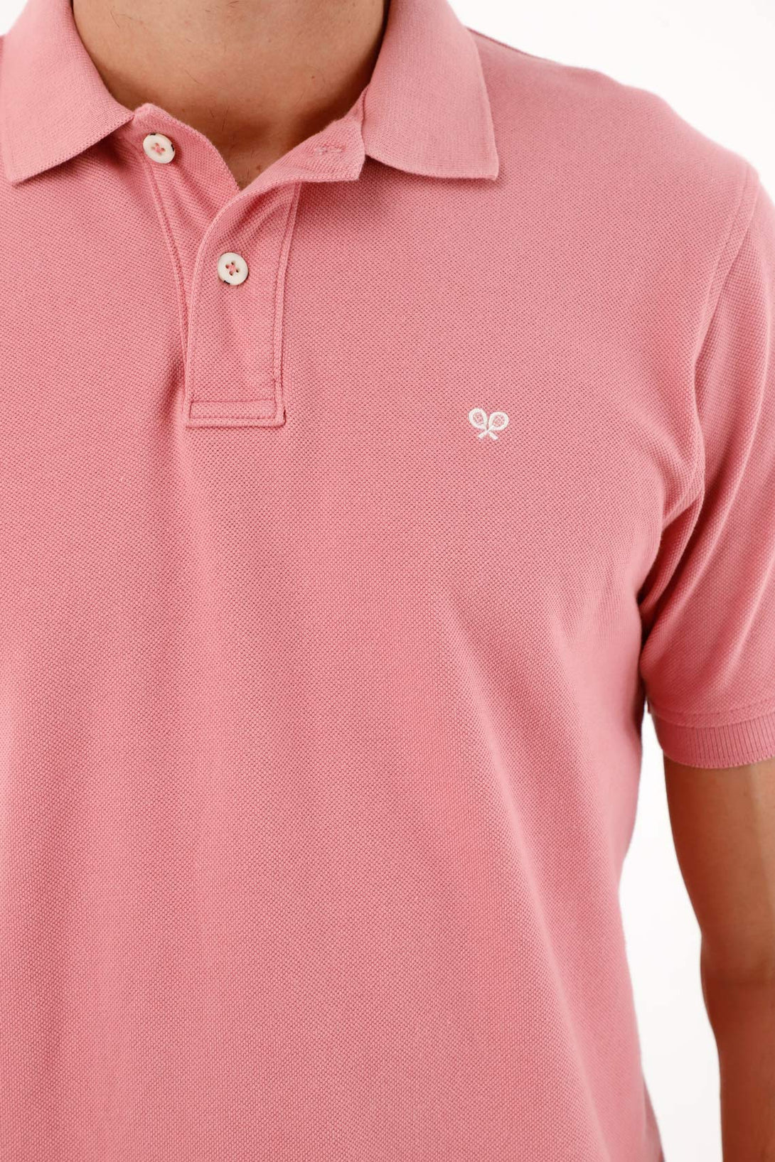 Polo rosada con raqueta multicolor para hombre