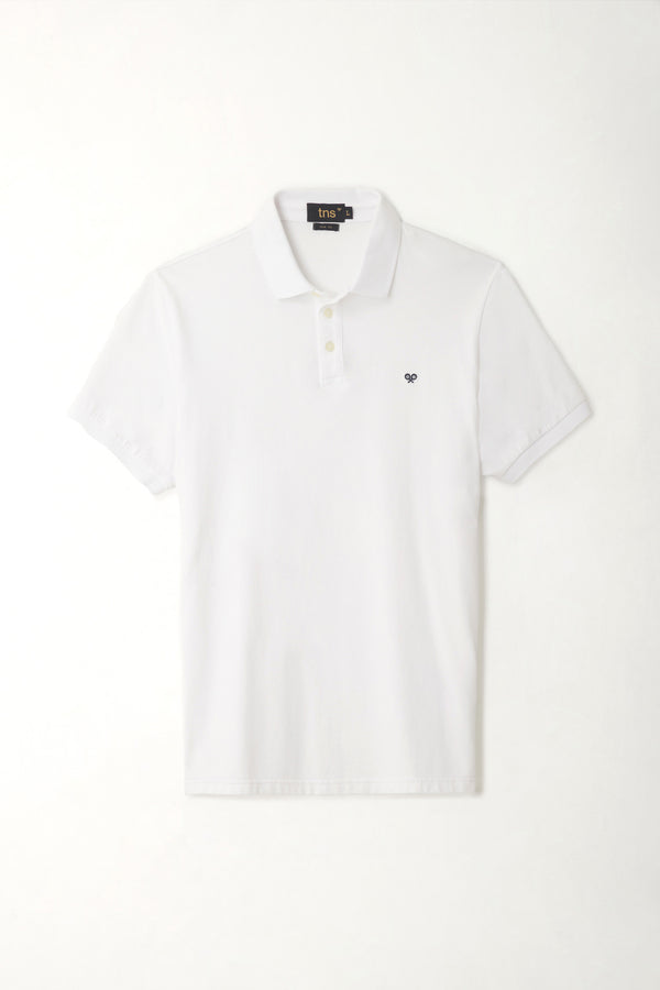 White polo shirt with mesh racket for men