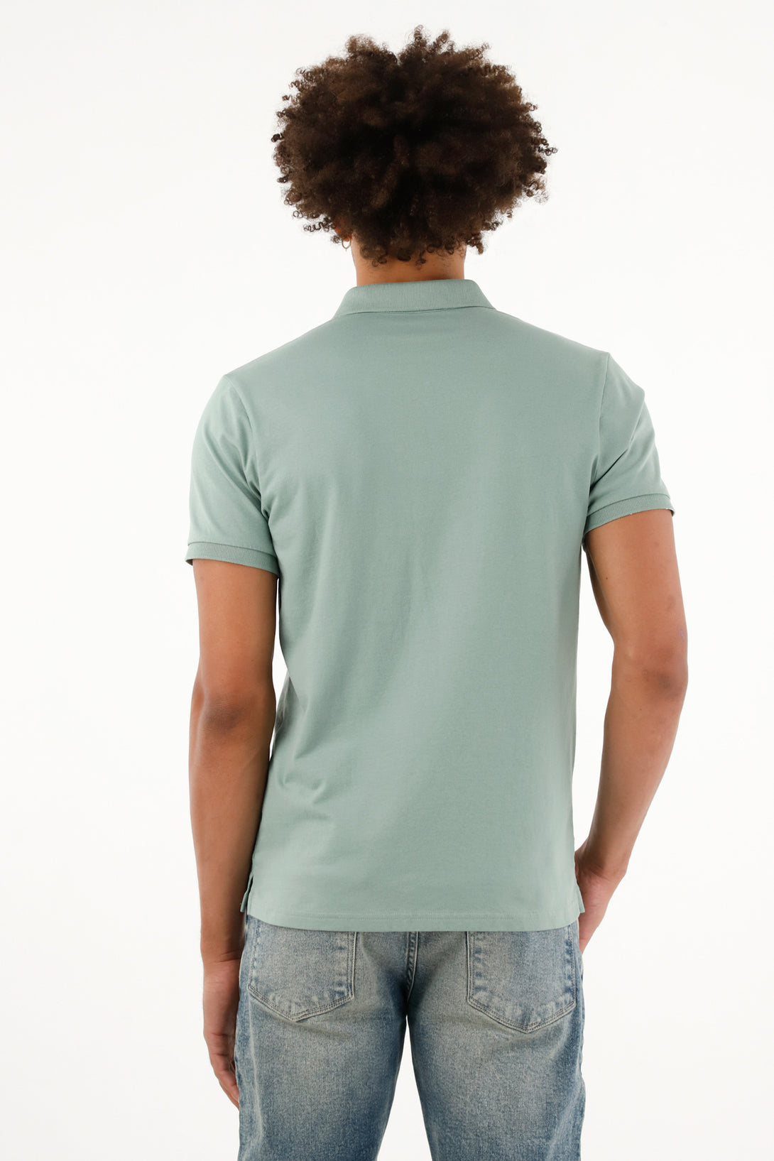 Men's Green Polo with Embroidered Racket