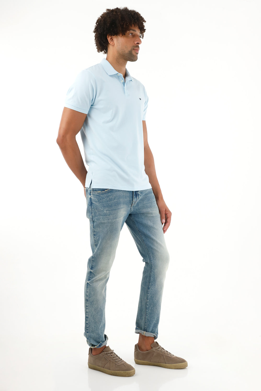 Blue Polo with Embroidered Racket for Men