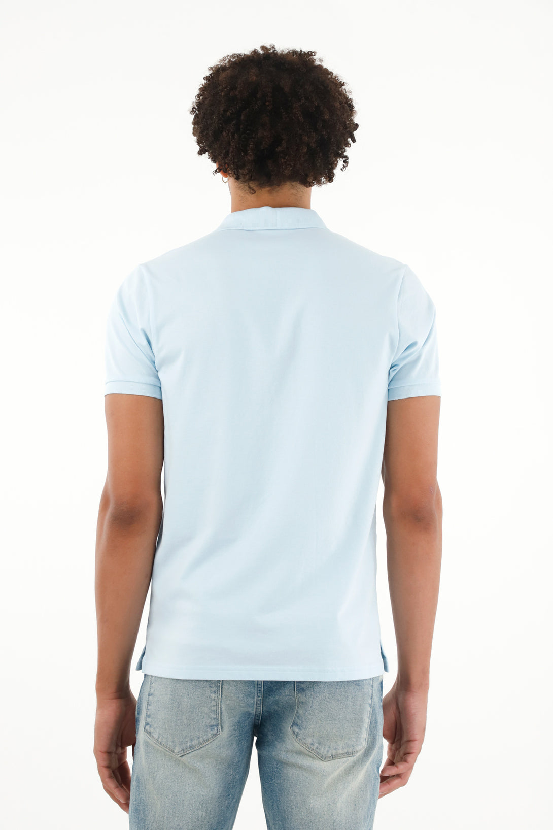 Blue Polo with Embroidered Racket for Men