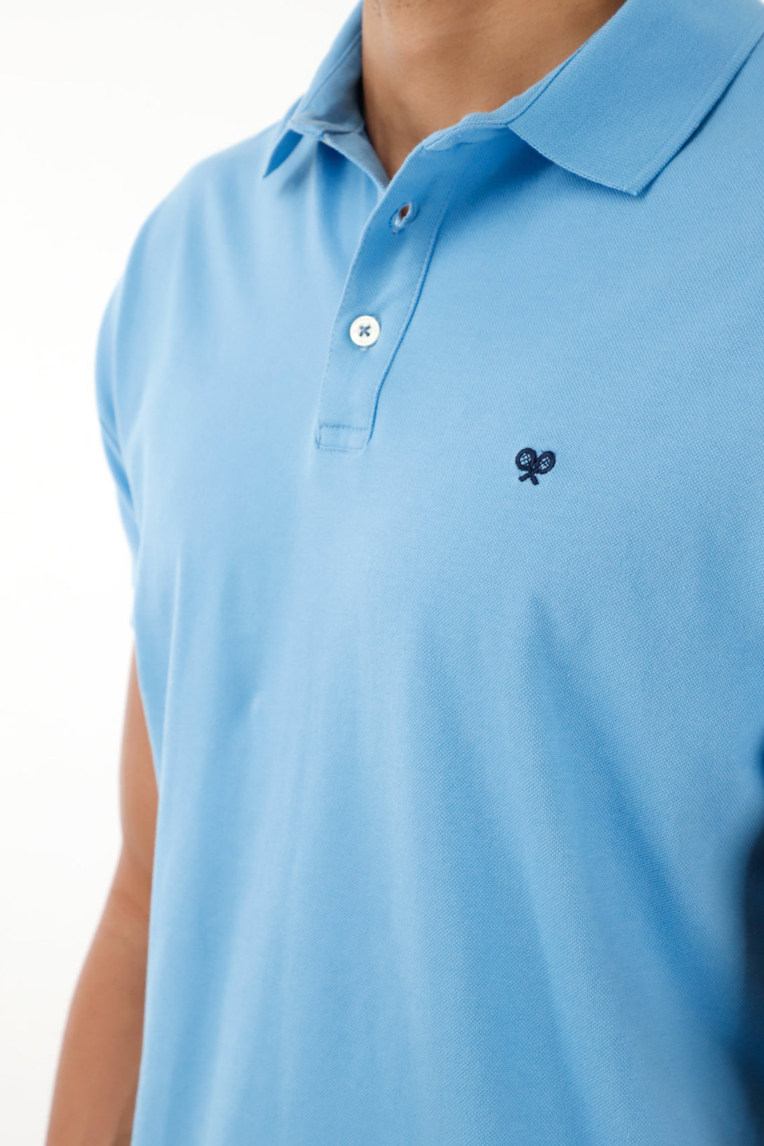Men's Blue Stretch Polo
