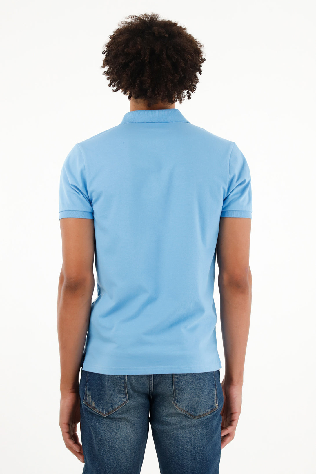 Men's Blue Stretch Polo