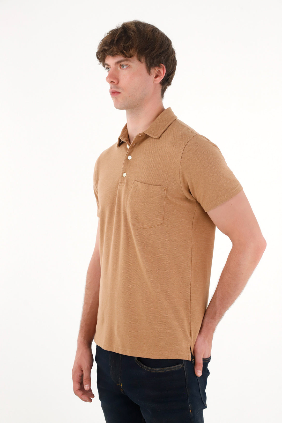 Men's Short Sleeve Brown Polo Shirt