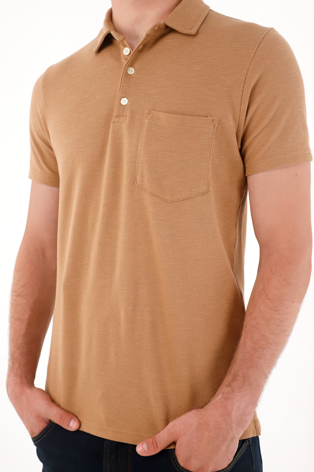 Men's Short Sleeve Brown Polo Shirt