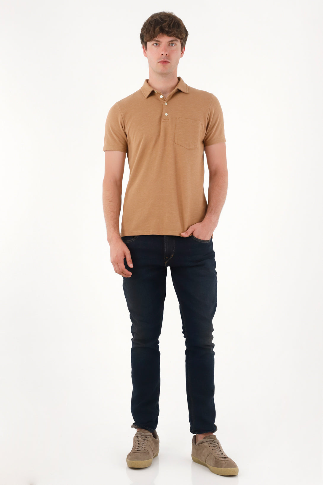 Men's Short Sleeve Brown Polo Shirt