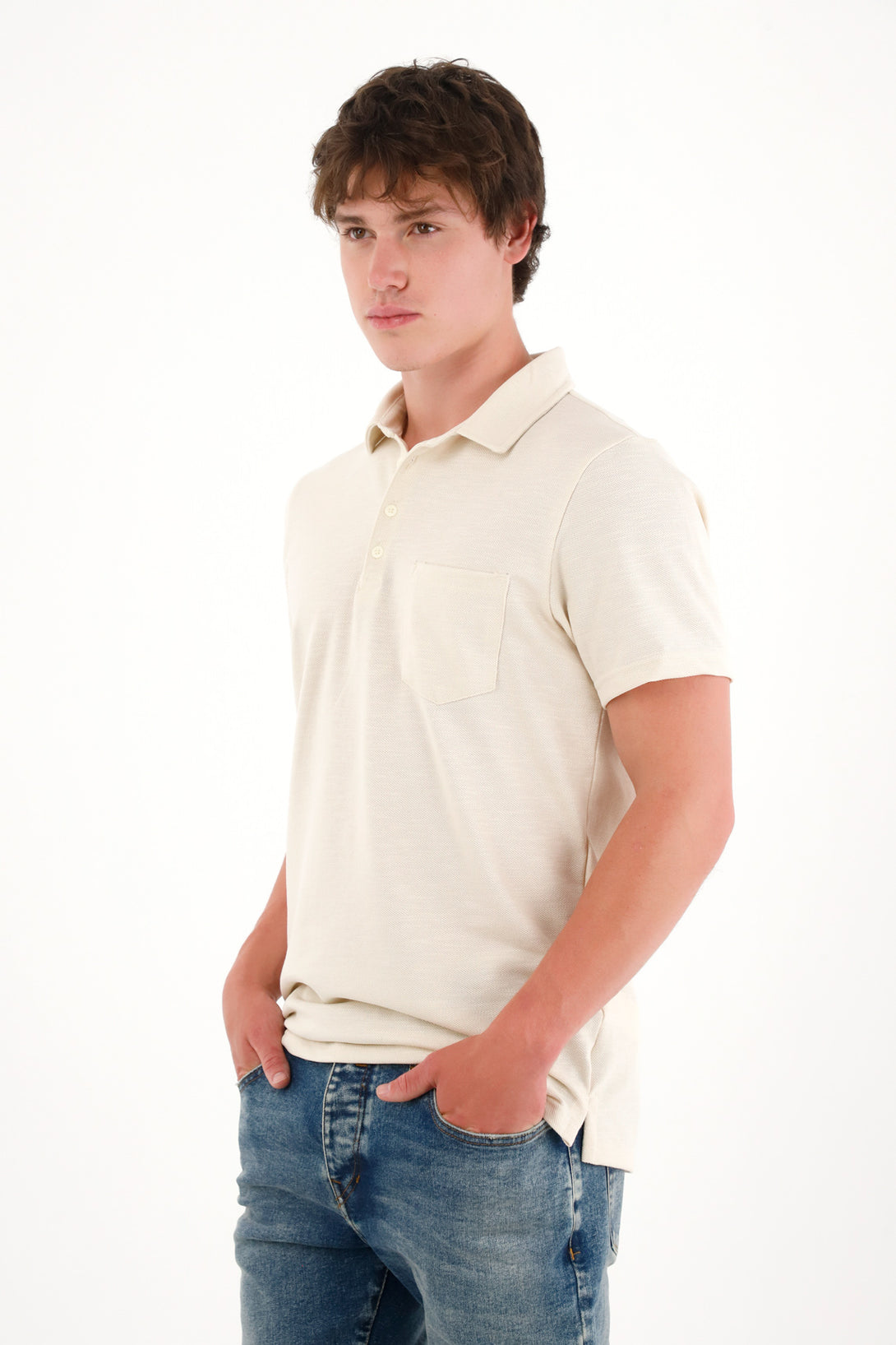 Camiseta polo manga corta crudo para hombre