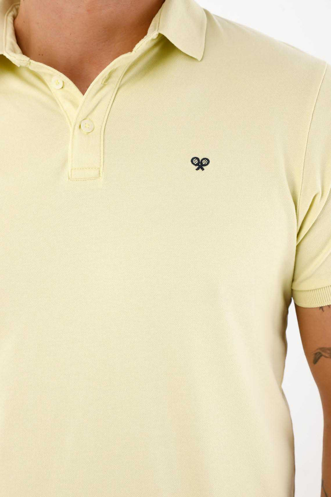 Yellow Antipilling Lycra Piqué Polo for Men