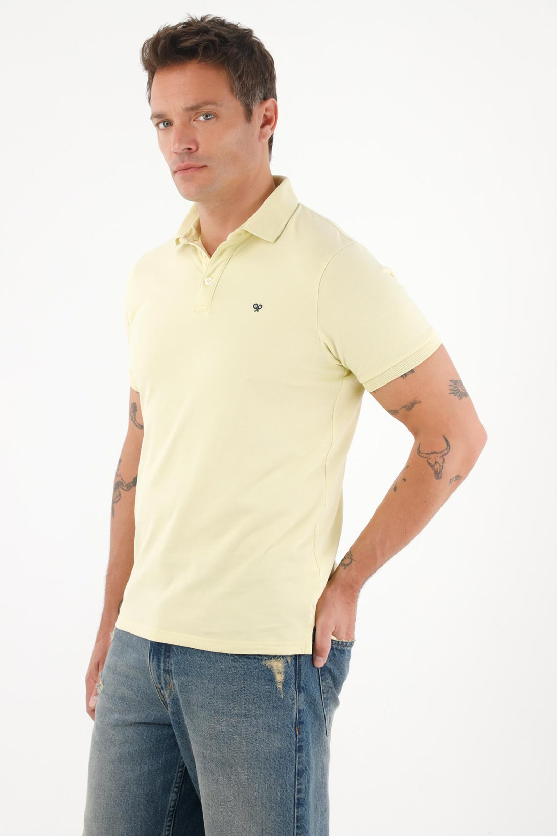 Yellow Antipilling Lycra Piqué Polo for Men