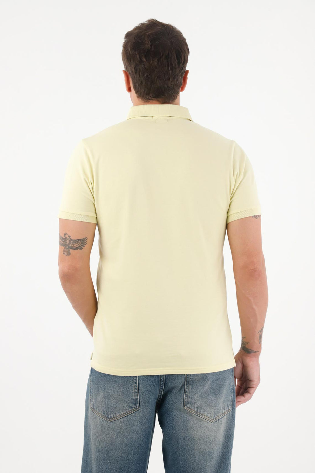 Yellow Antipilling Lycra Piqué Polo for Men