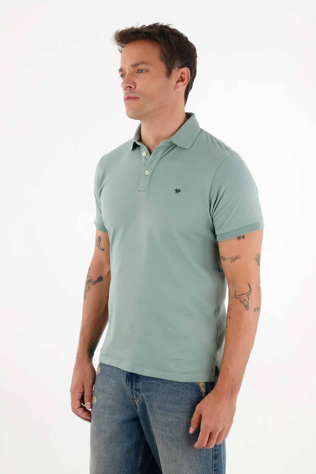 Antipilling Lycra Piqué Polo in Green for Men