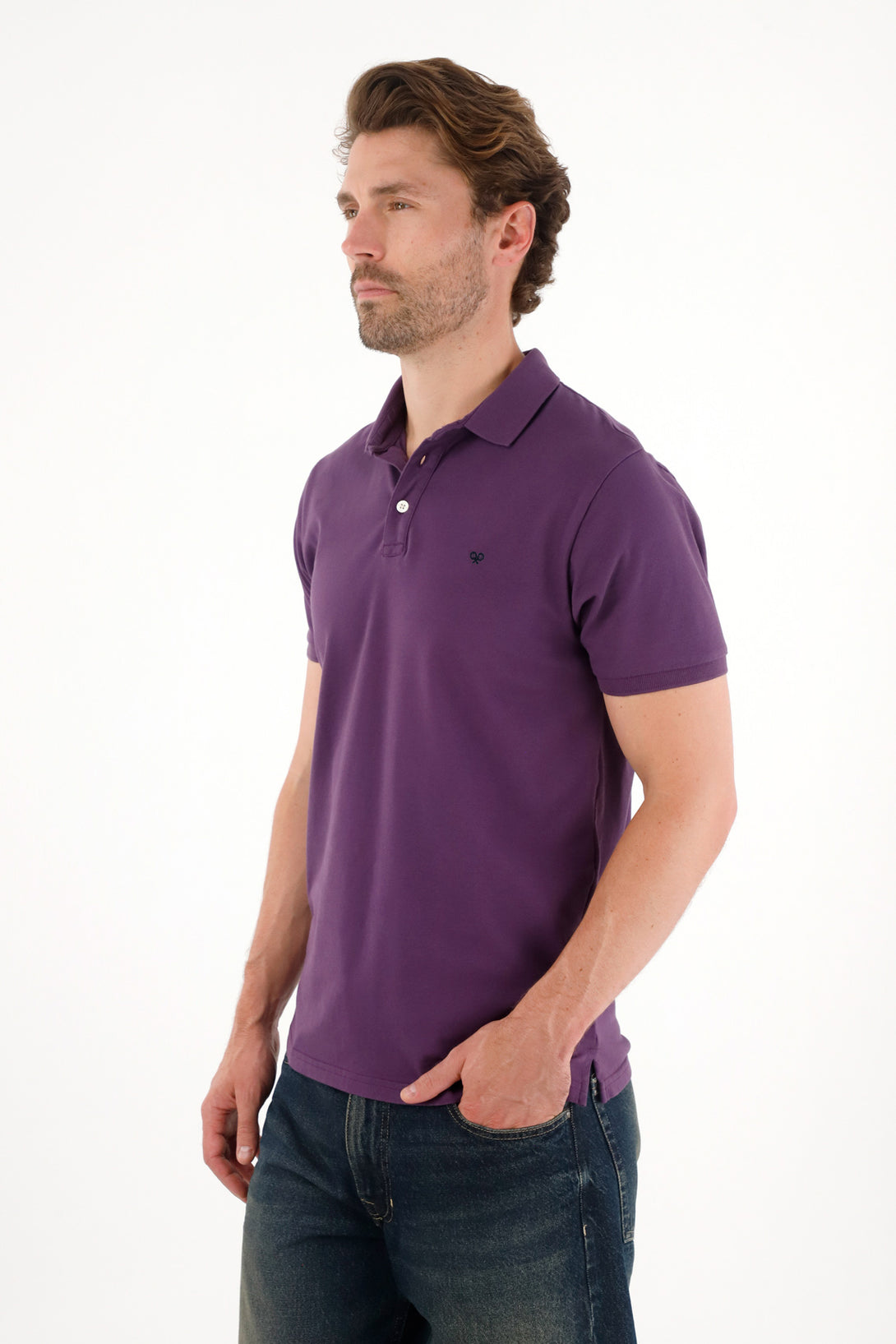 Men's Purple Pique Lycra Polo