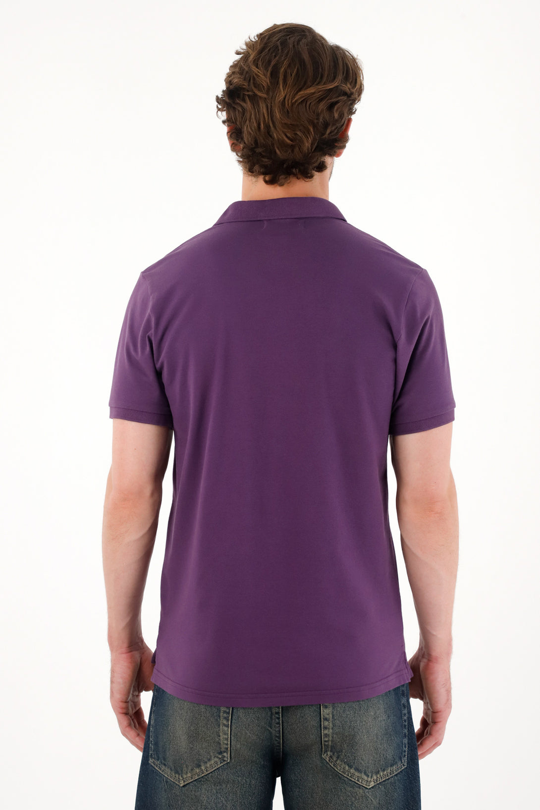 Men's Purple Pique Lycra Polo
