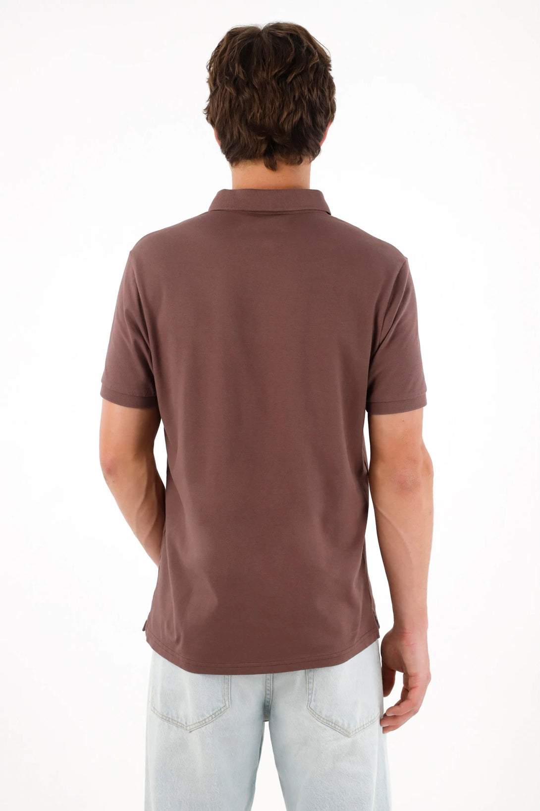 Men's brown polo shirt with mini racket