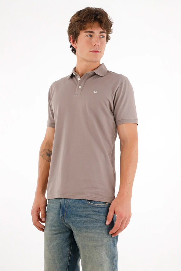 Men's grey mini racket polo shirt