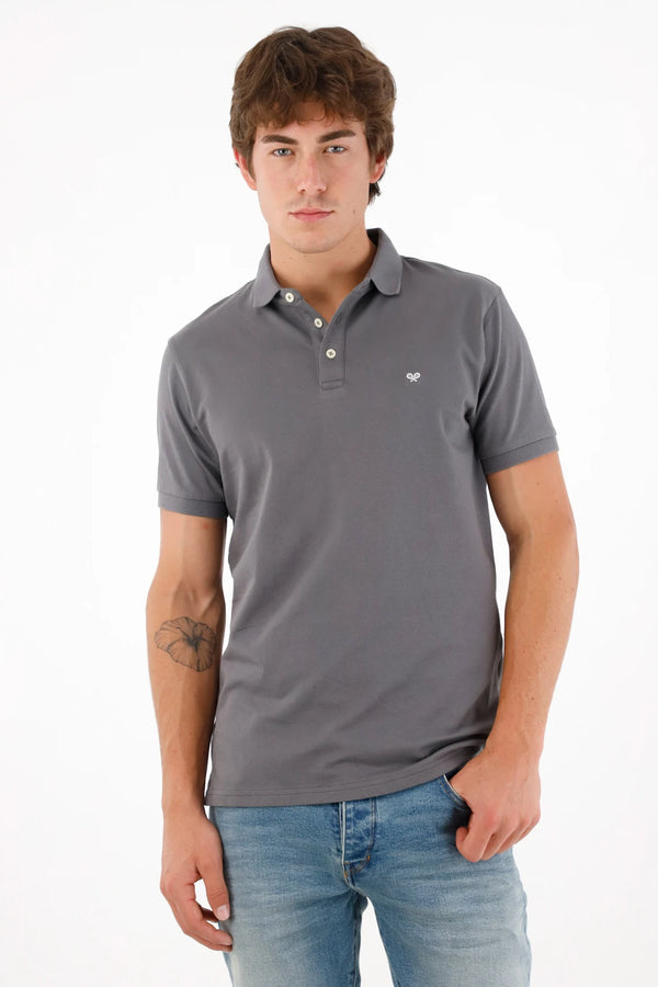 Men's grey mini racket polo shirt