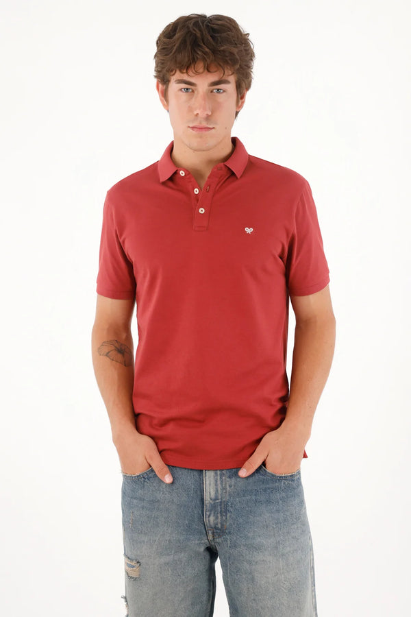 Polo con mini raqueta roja para hombre
