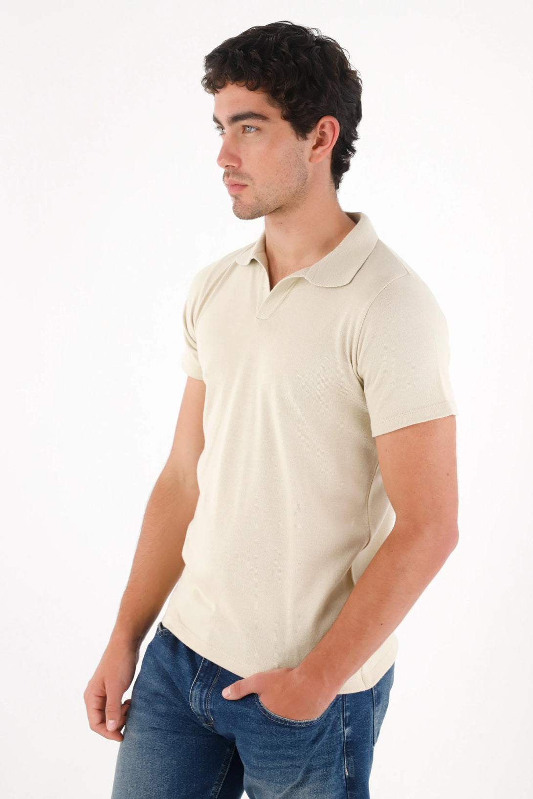 Polo de manga corta café para hombre