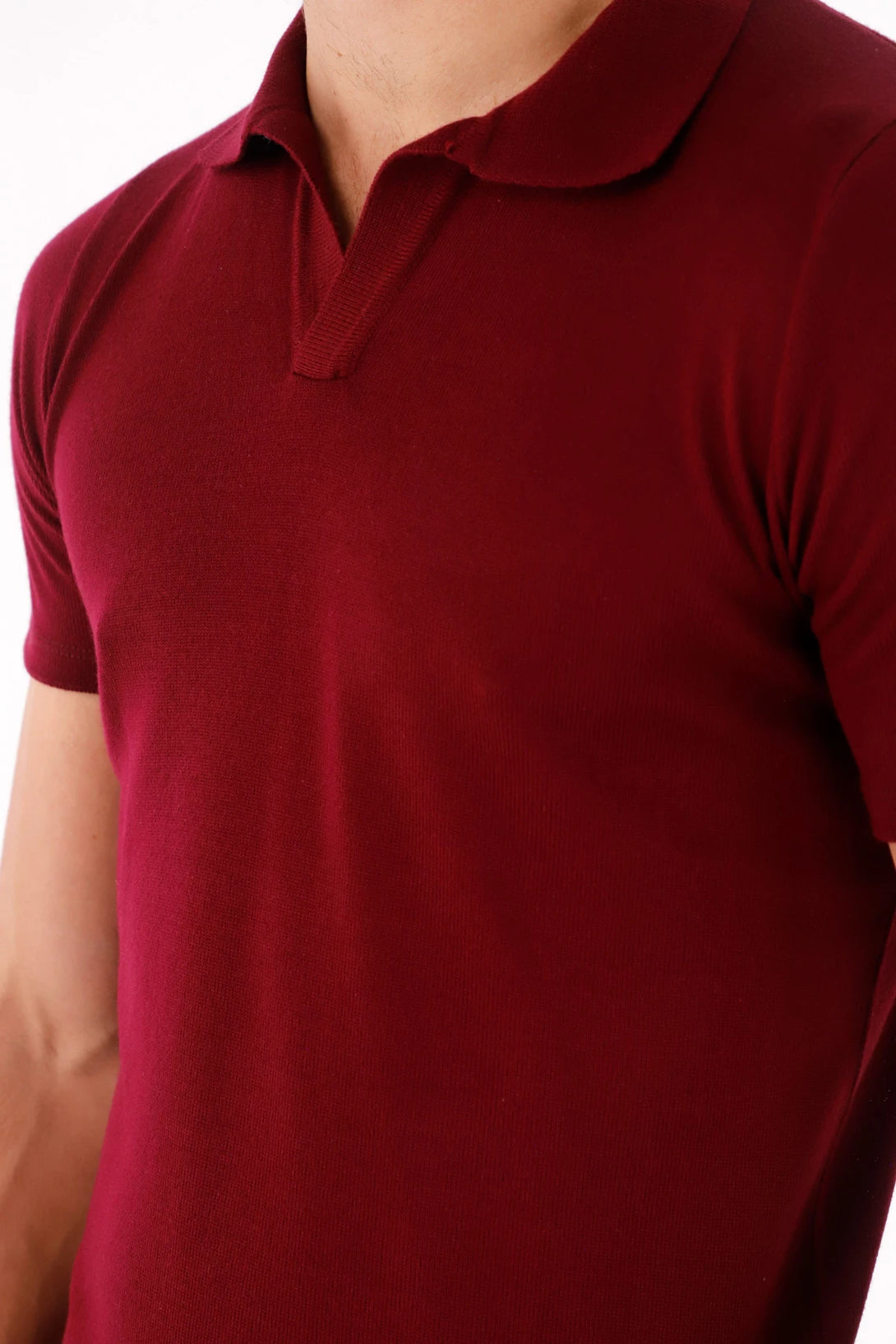 Polo de textura suave roja para hombre