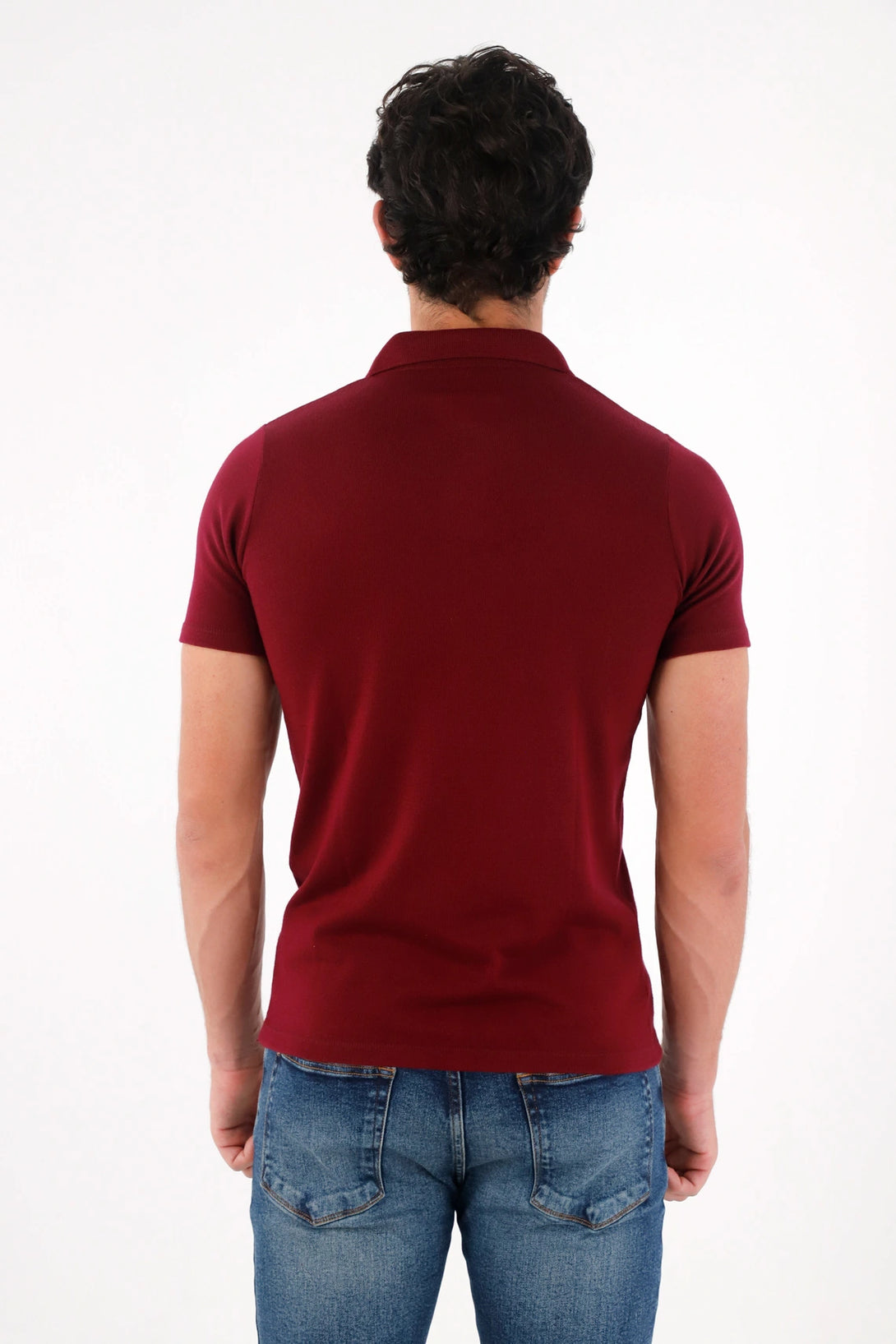 Polo de textura suave roja para hombre