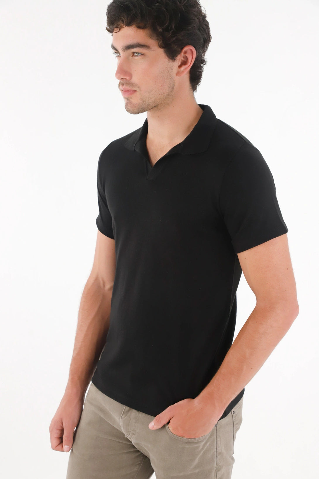 Polo clásica manga corta negra para hombre