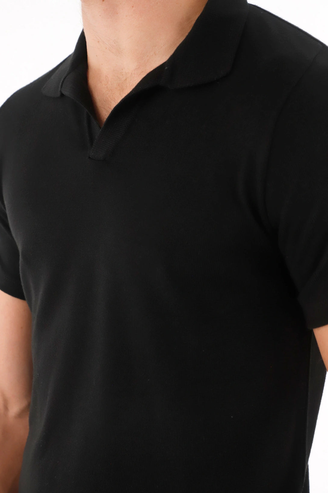 Polo clásica manga corta negra para hombre