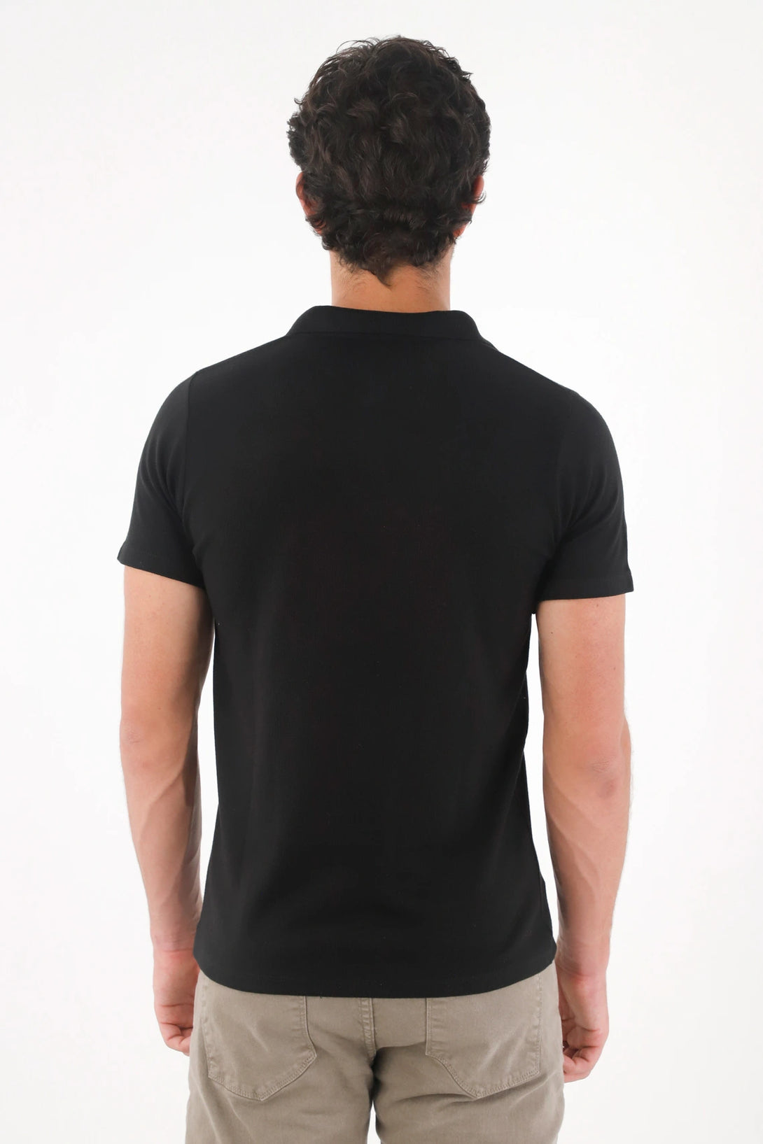 Polo clásica manga corta negra para hombre