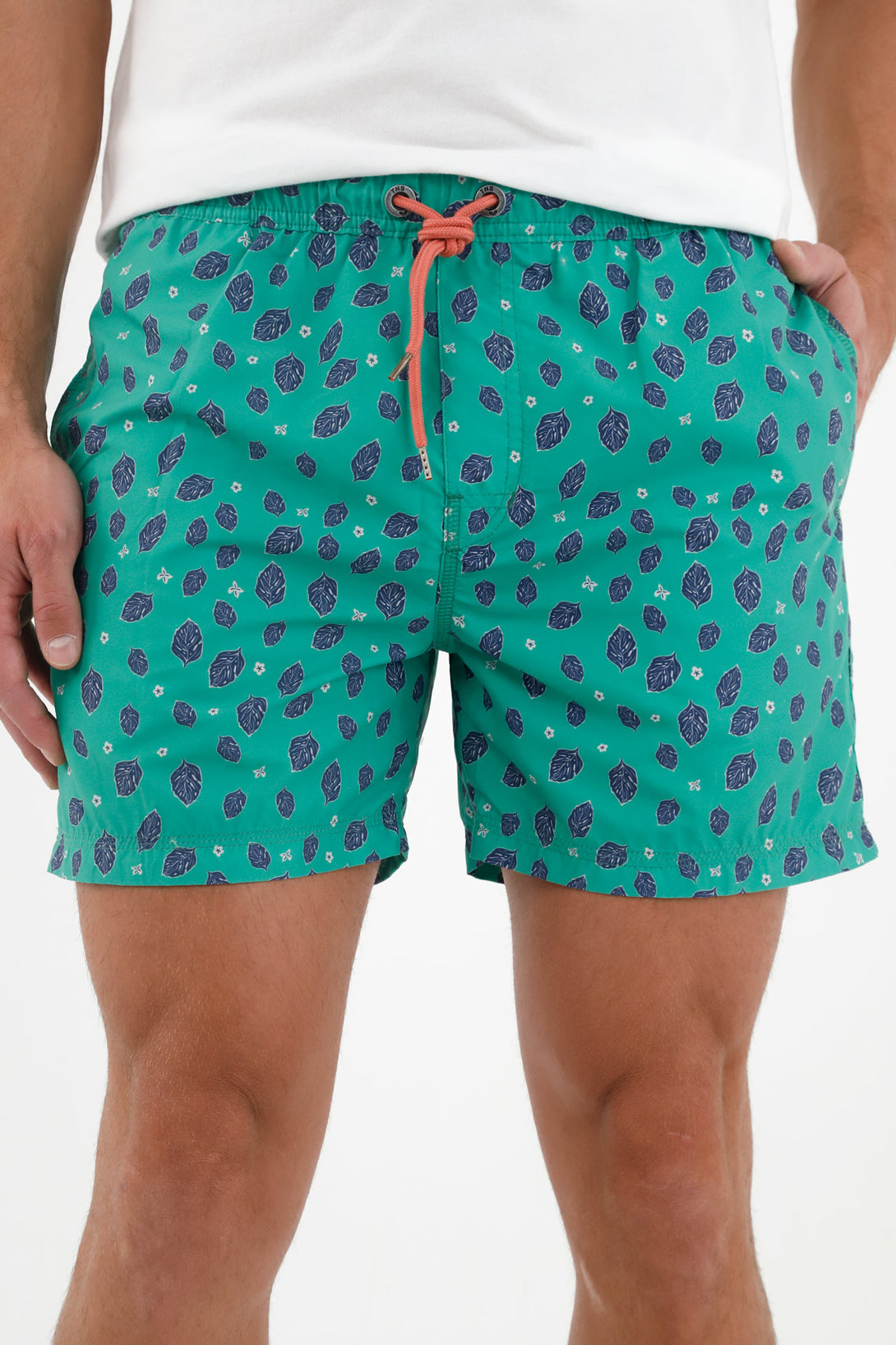 Men's Green Printed Swim Trunks