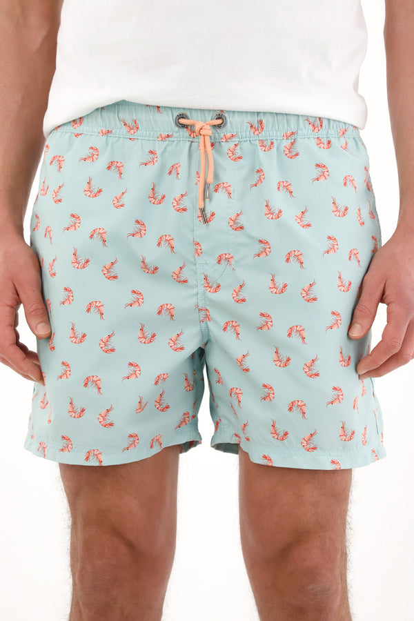 Multicolor Beach Print Swim Trunks for Men