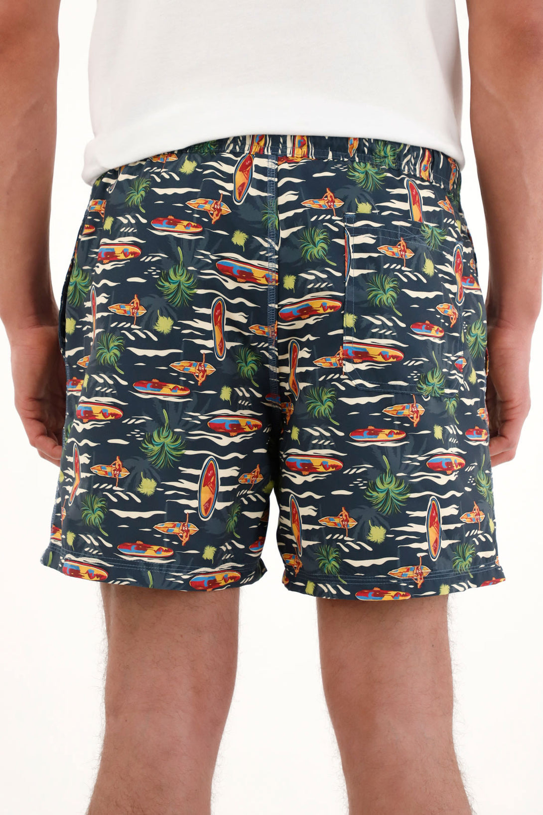 Multicolor Beach Print Swim Trunks for Men