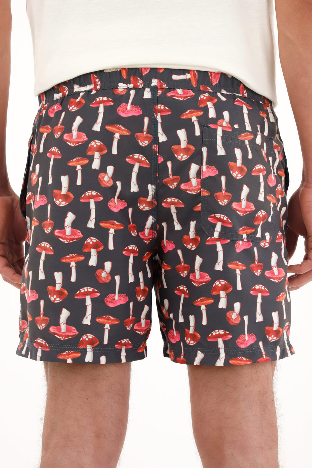 Pantaloneta de baño con estampado de hongos multicolor para hombre