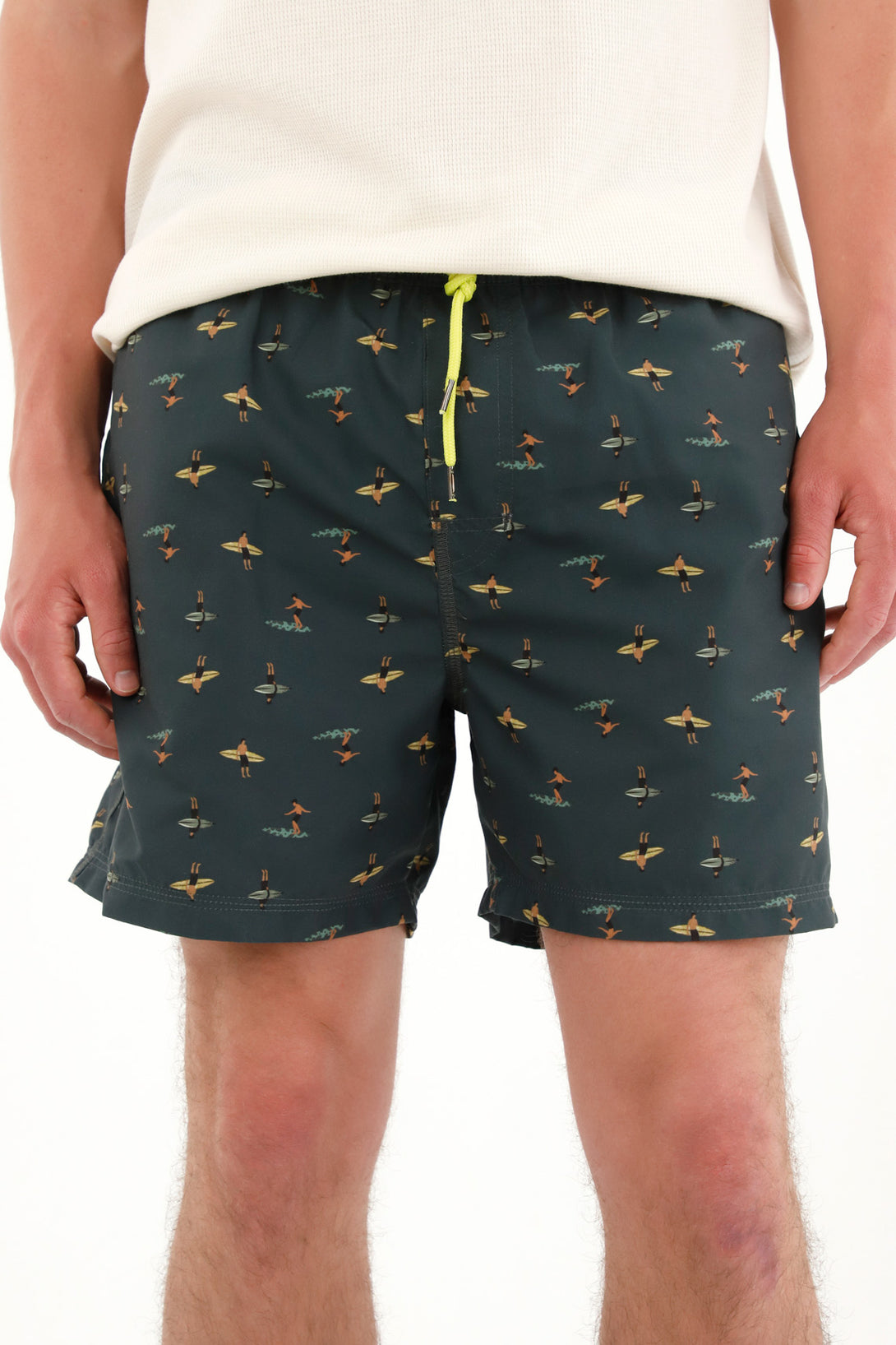 Men's Surf-Inspired Printed Swim Trunks