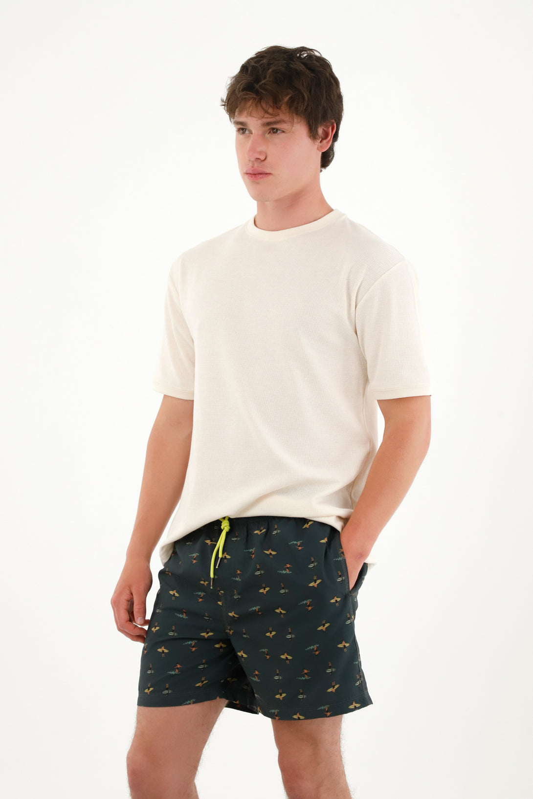 Men's Surf-Inspired Printed Swim Trunks