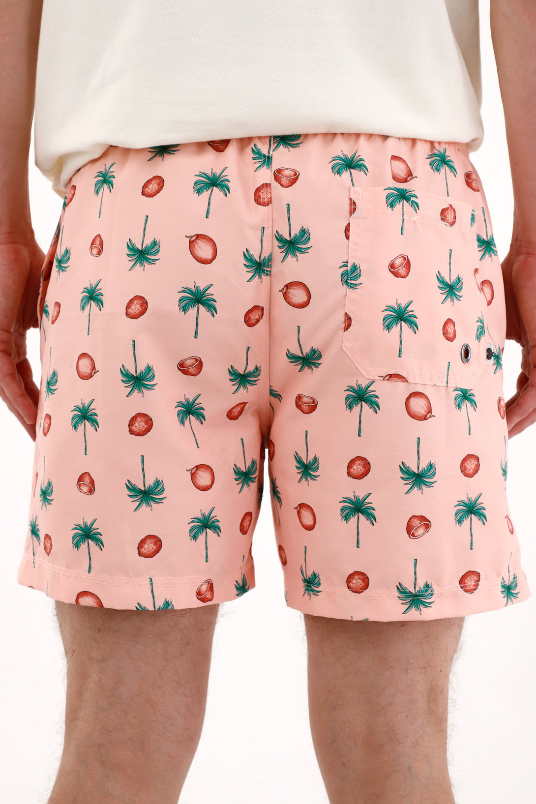 Men's Swim Shorts with Palm and Coconut Print