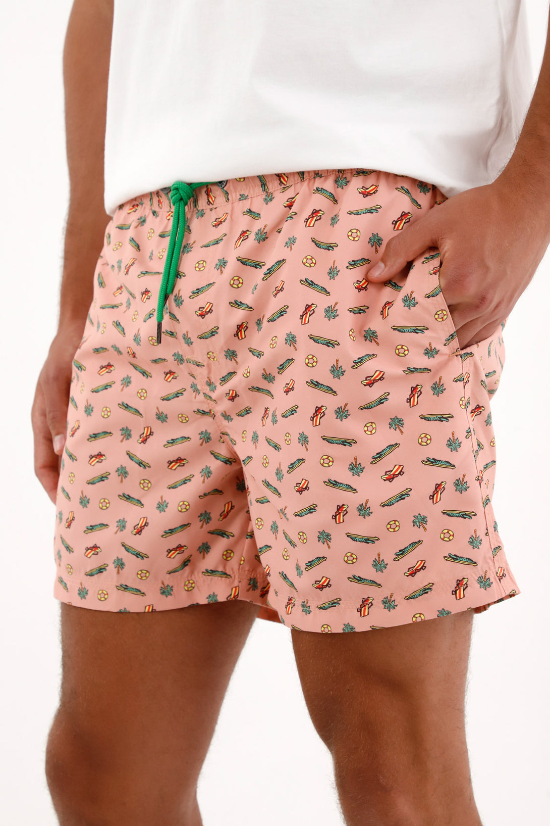 Pantaloneta de baño con estampado playero para hombre