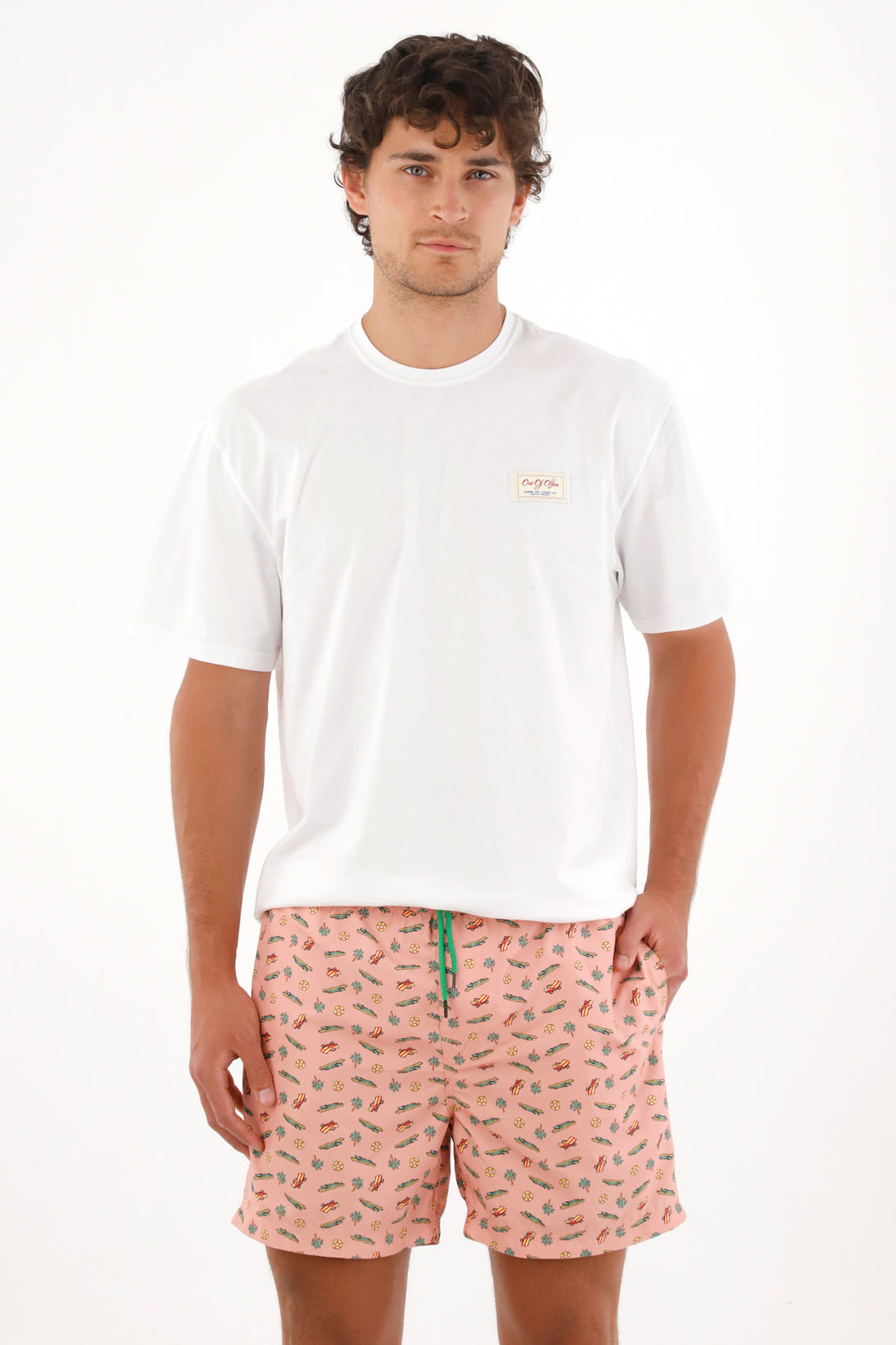 Pantaloneta de baño con estampado playero para hombre