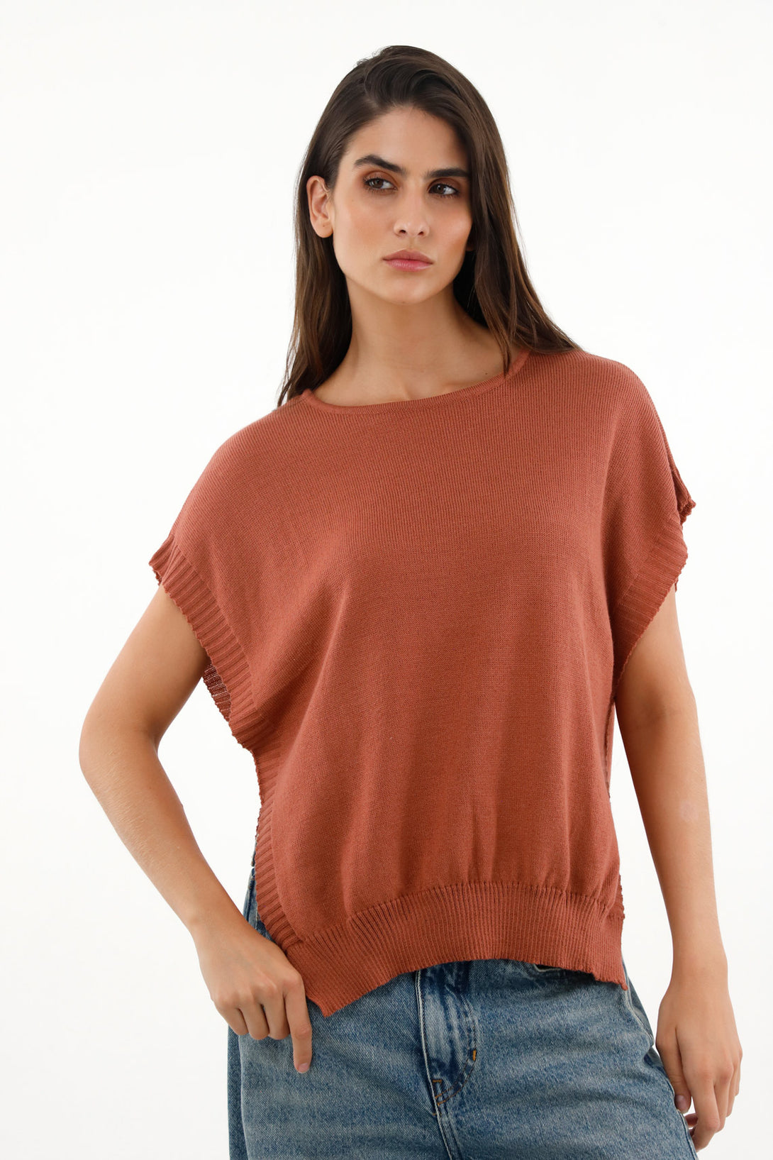 Women's Knitted T-Shirt with Cutouts
