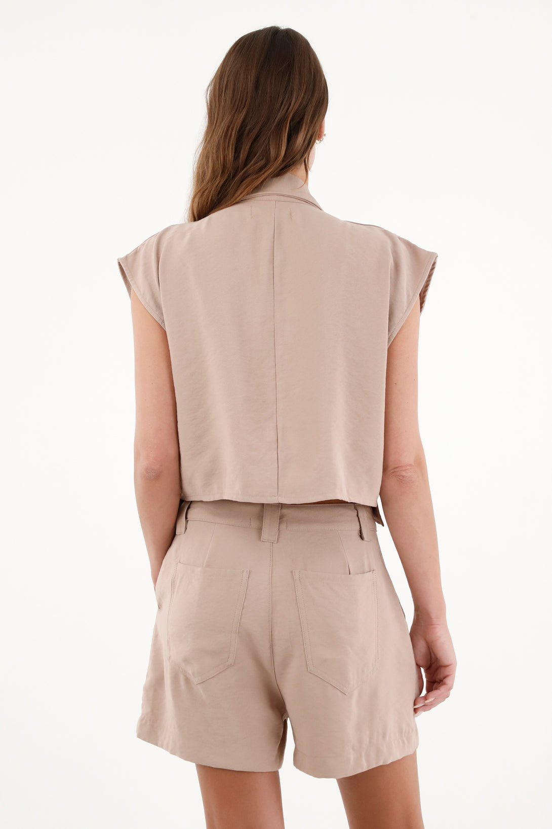 Women's Off-White Lapel Collar Vest