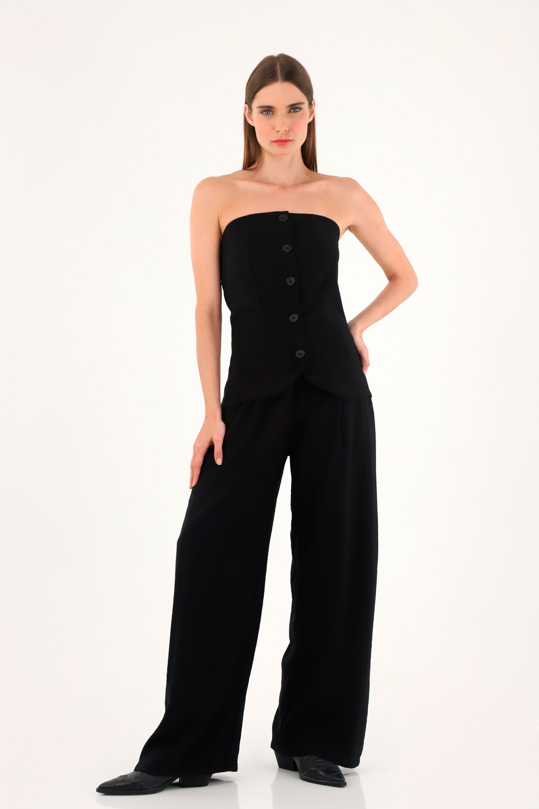Chaleco strapless negro para mujer