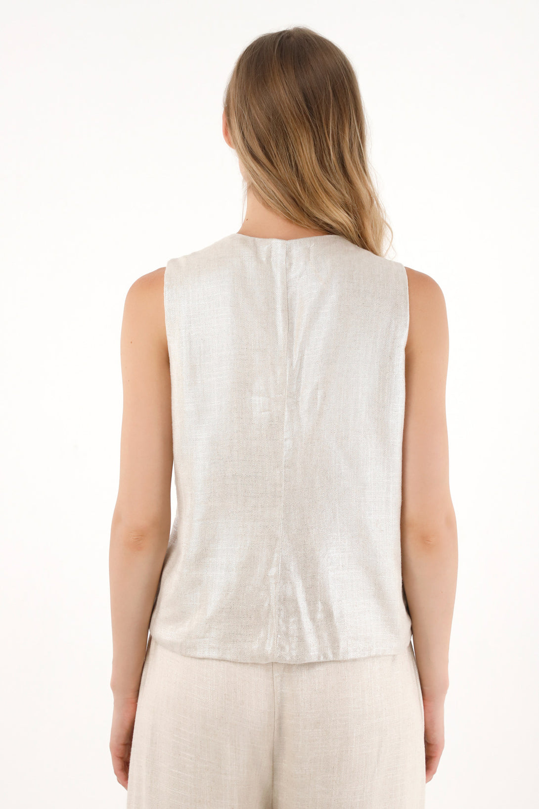 Chaleco gris con efecto metalizado para mujer
