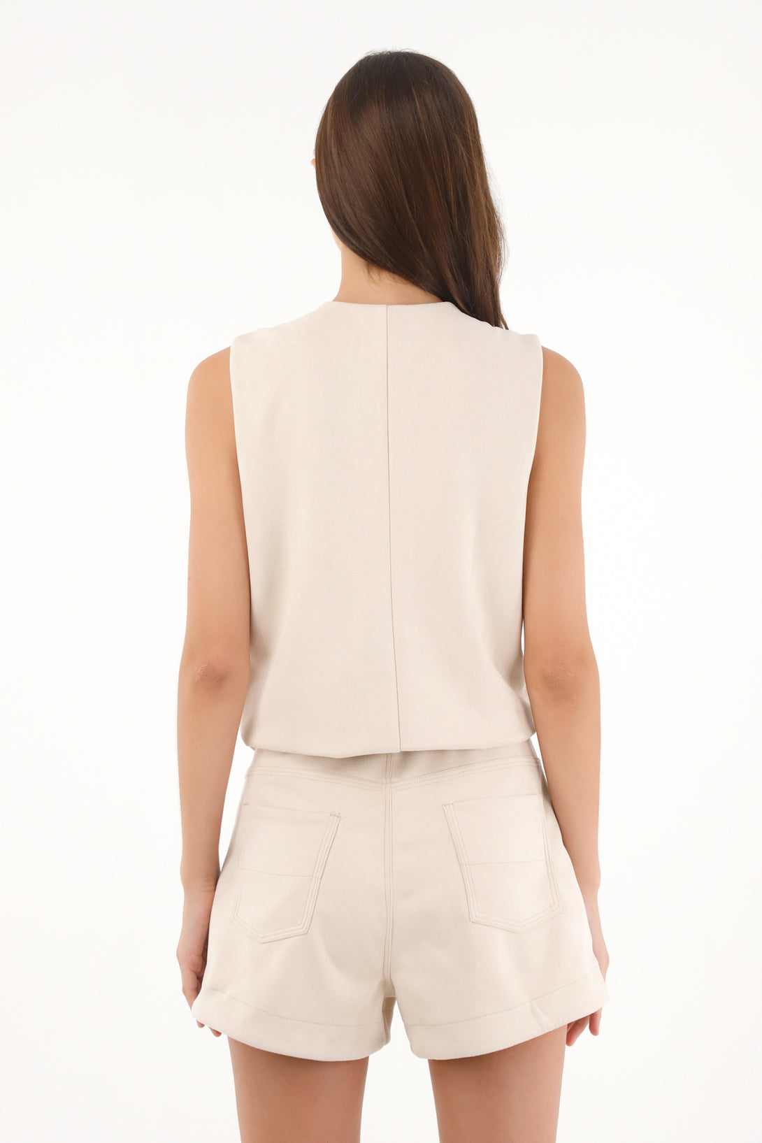 Chaleco en tela suede crudo para mujer