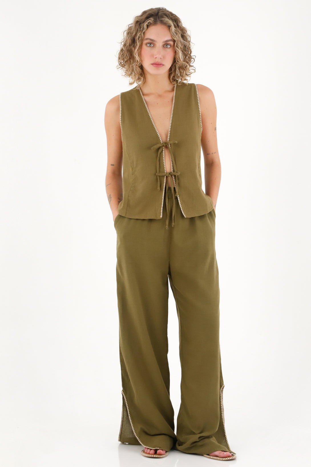 Women's Green Drawstring Vest