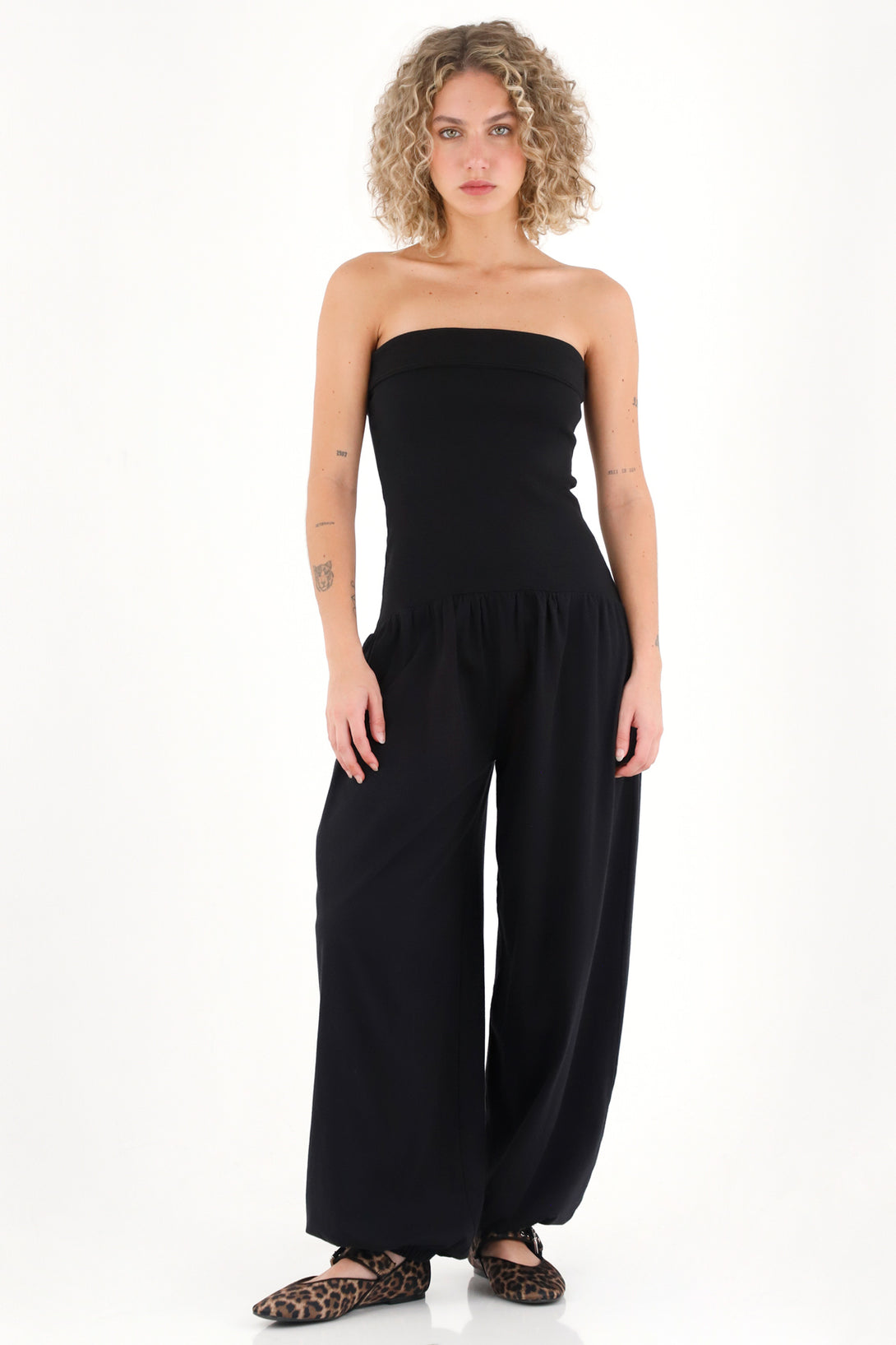 Women's Black Strapless Jumpsuit
