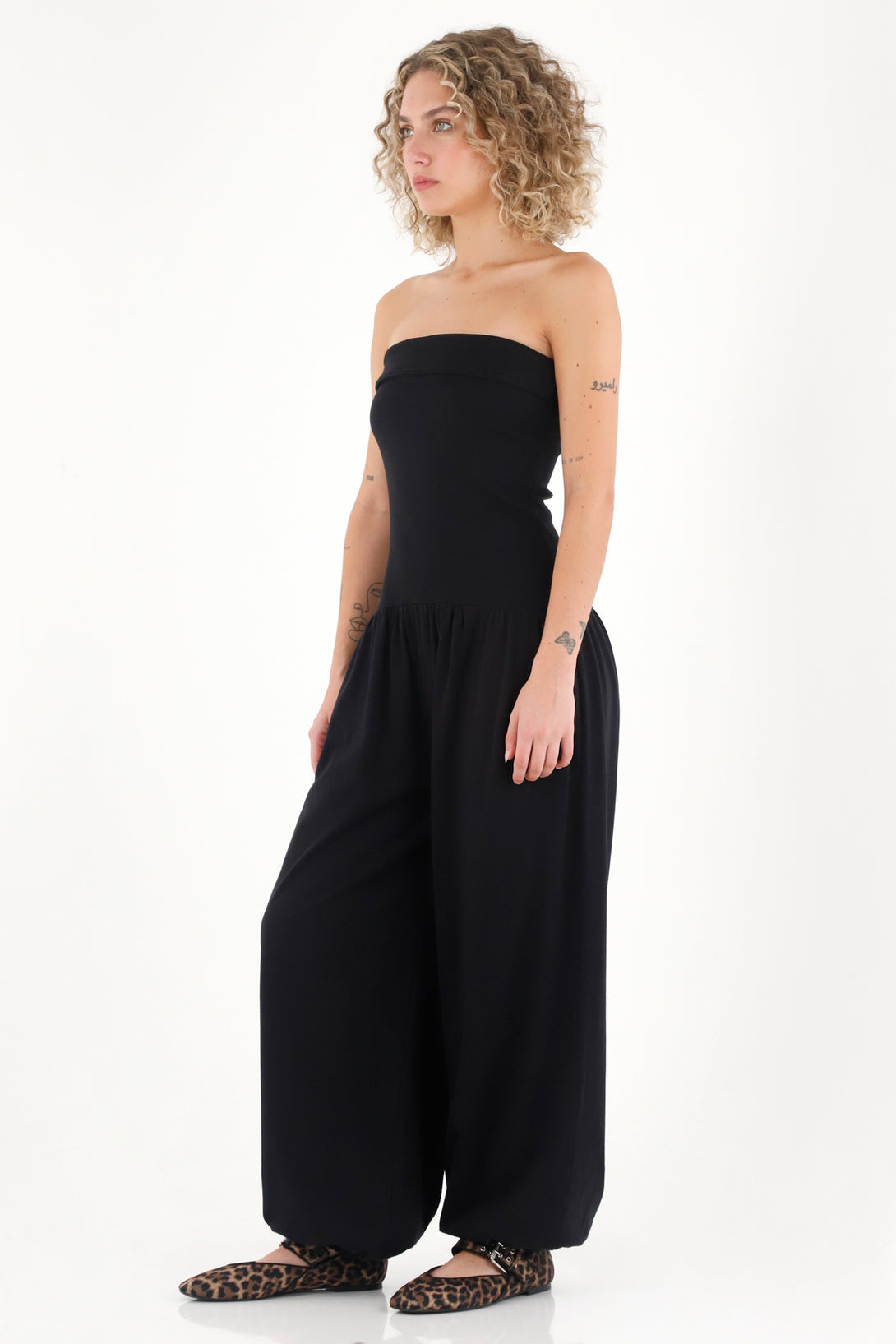 Women's Black Strapless Jumpsuit