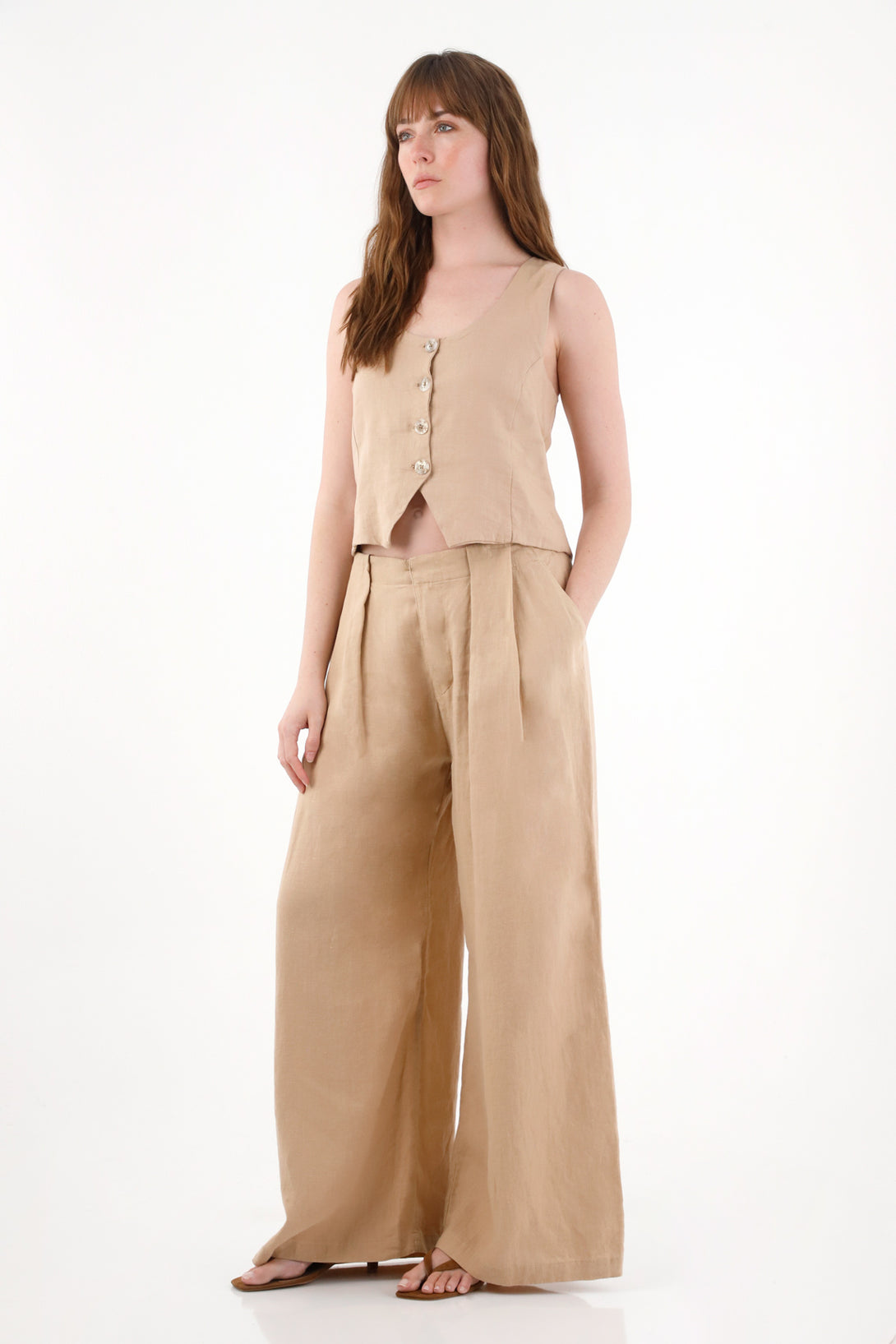 Chaleco en 100% lino crudo para mujer