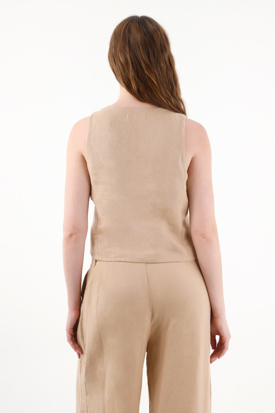 Chaleco en 100% lino crudo para mujer