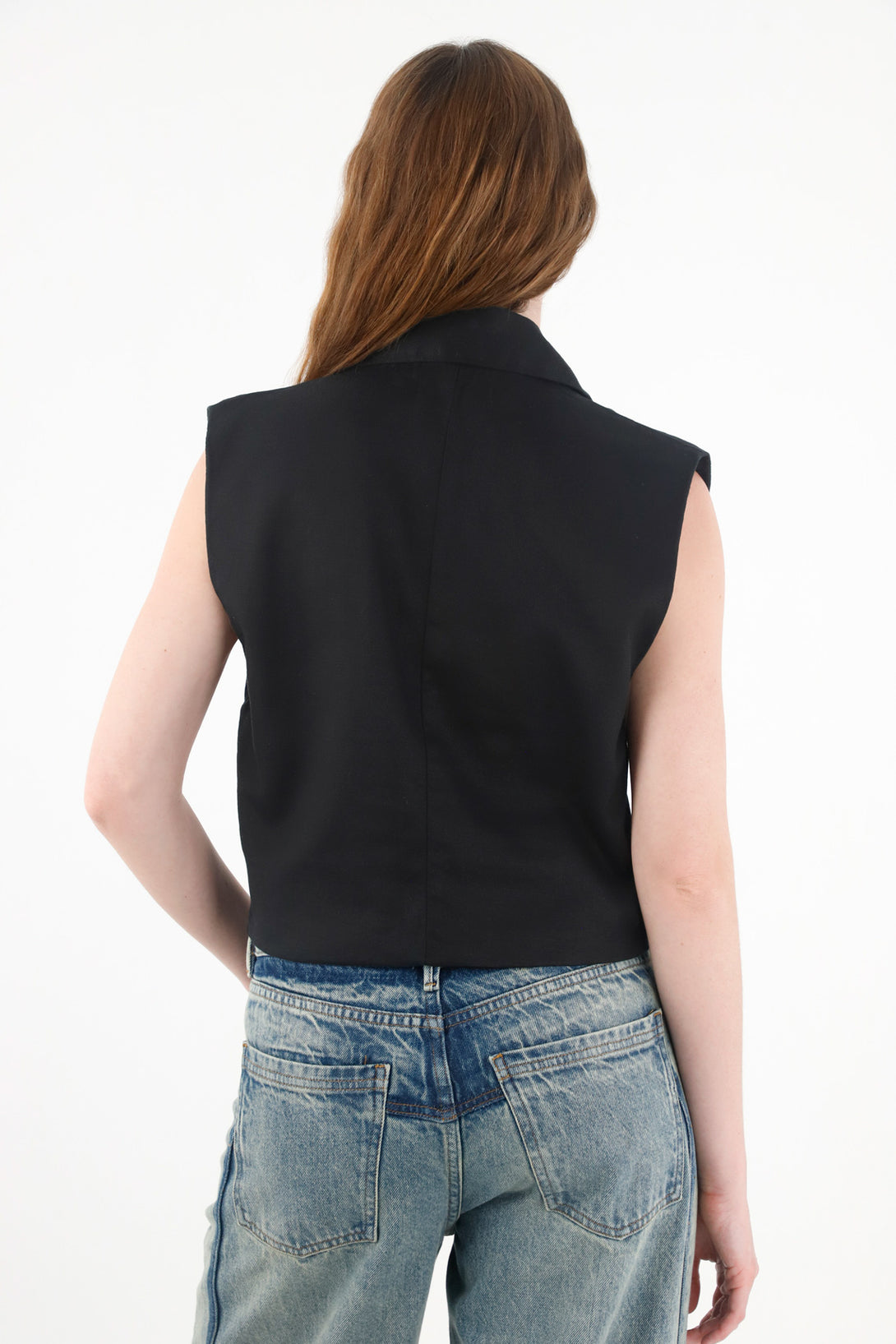 Women's Black Lapel Vest
