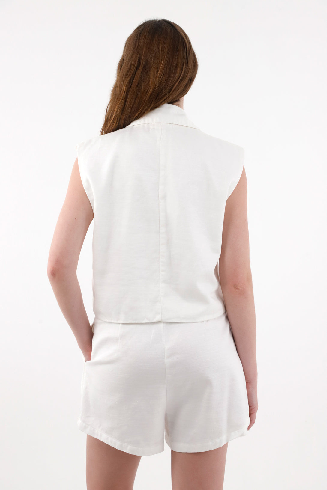 Women's Cream Lapel Vest