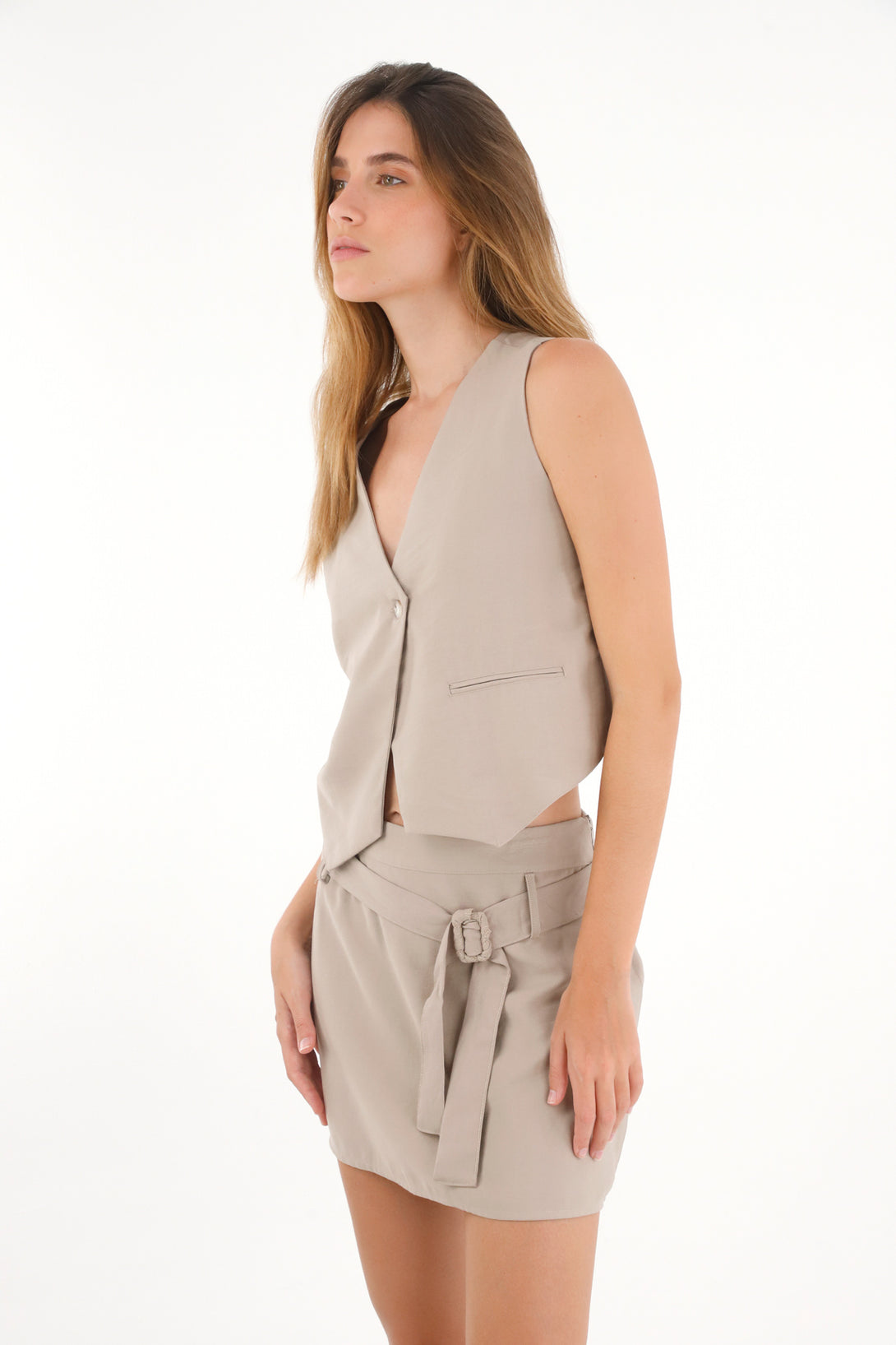 Chaleco escote en V verde para mujer